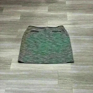 Calvin Klein Women's 14 Skirt - Black & White - Leather Trim A-line Knee Length